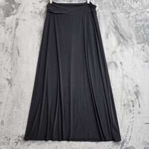 LDLA Skirt Womens L Black Pull On Rushed Waist A-Line Stretch Casual Preppy Boho